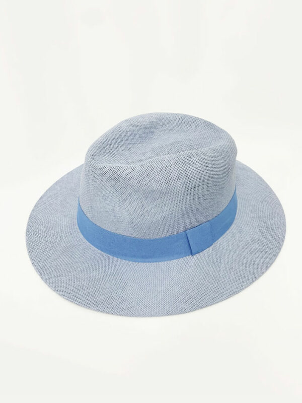 bleu woven fedora hat