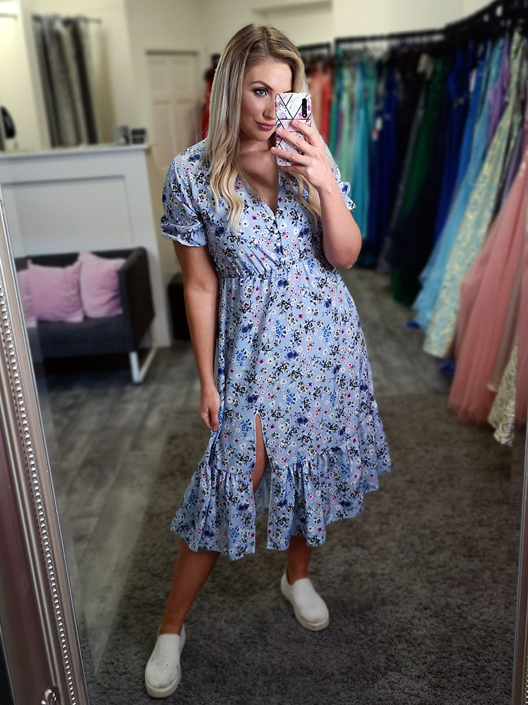 Rizzo Floral Print Dress Blue | Pretty Please Boutique