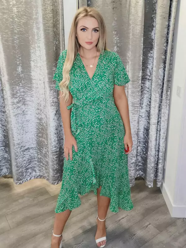 Midi wrap dress outlet green