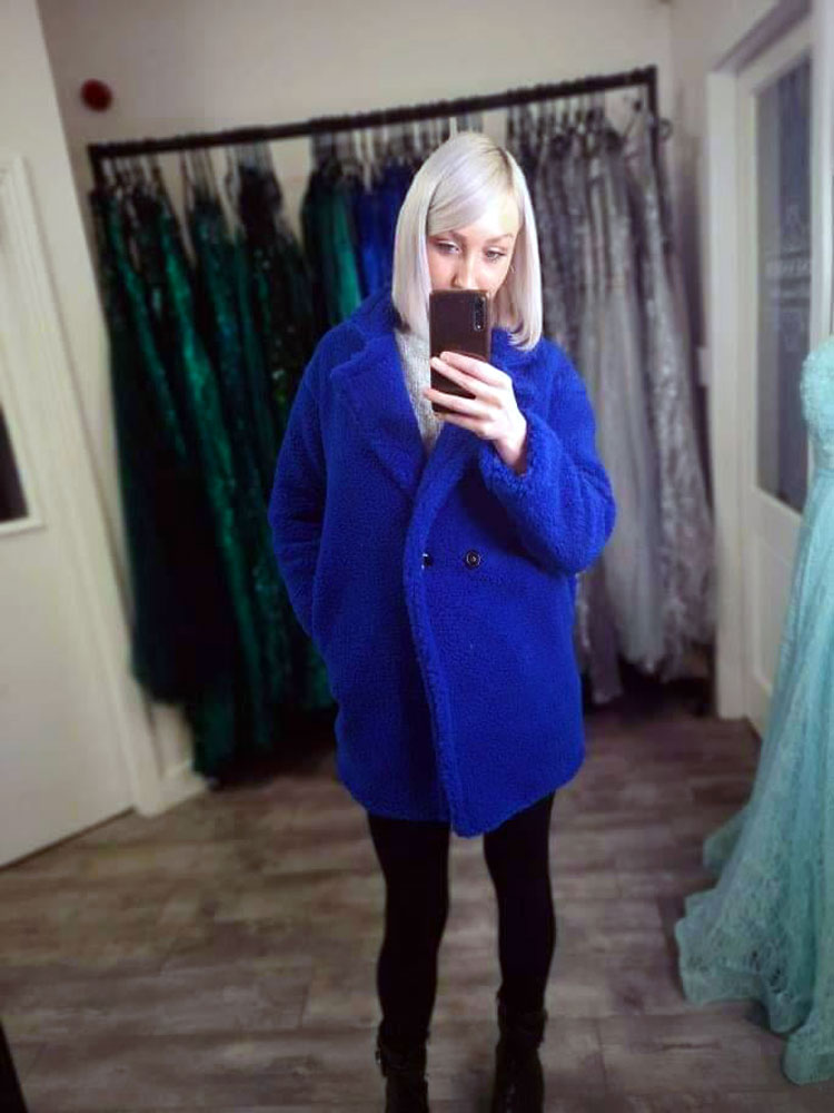 Royal Blue Teddy Coat Pretty Please Boutique