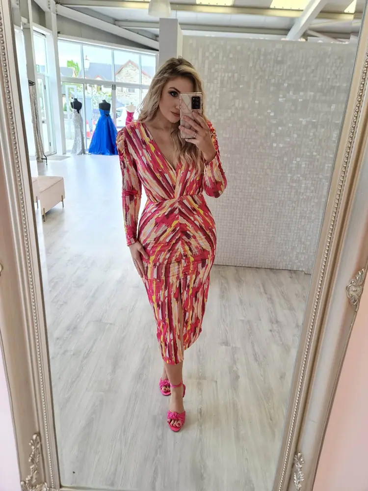 kayleigh pink midi dress