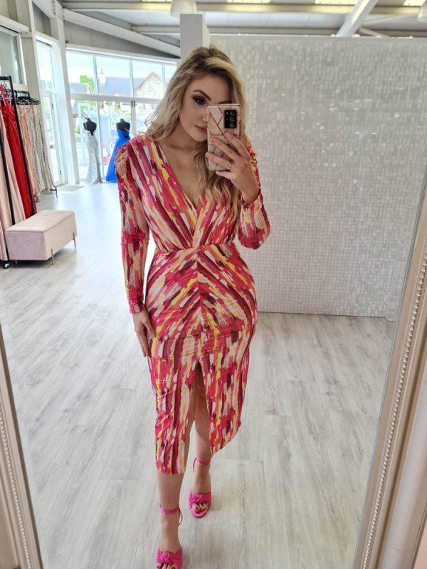 kayleigh pink midi dress